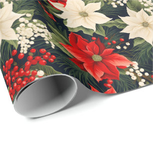 Papel De Regalo Rollo de los ricos rojos y Bonitos crema de Poinse