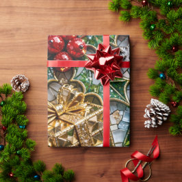 Papel De Regalo Rollo de mosaico de Navidad 3D de lujo