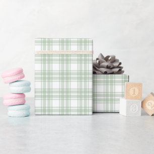 Papel De Regalo Rollo de patrón de ajuste de salvia pálido claro