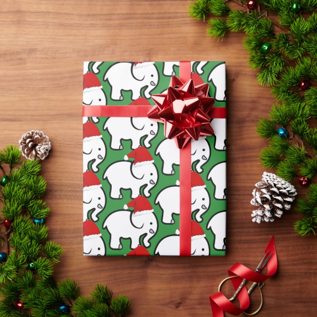 Papel de Regalo Rollo Sombrero de Santa Elefante B (Regalo de vacaciones)