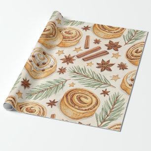 Papel De Regalo Rollos de Canela y Especias - Repostería Navideña