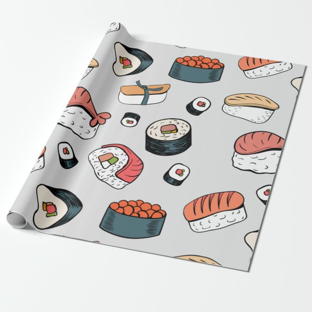 Papel De Regalo rollos de sushi kawaii (Desenrollado)