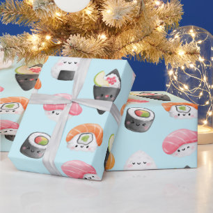 Papel De Regalo rollos de sushi kawaii, patrón de sushi