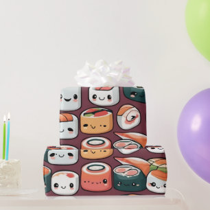 Papel De Regalo rollos de sushi kawaii, patrón de sushi