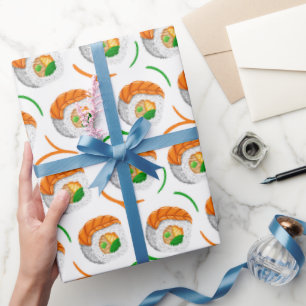 Papel De Regalo rollos de sushi kawaii, patrón de sushi