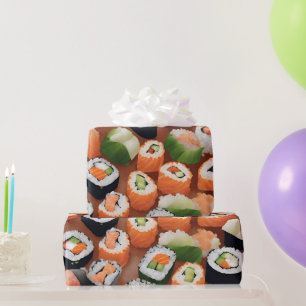 Papel De Regalo rollos de sushi kawaii, patrón de sushi