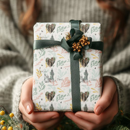 Papel De Regalo Romance de Londres personalizado con fotos y nombr