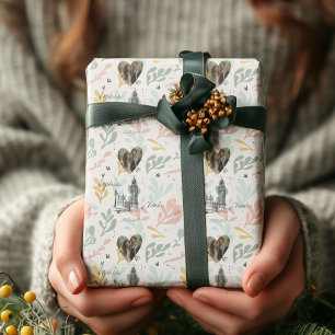 Papel De Regalo Romance de Londres personalizado con fotos y nombr