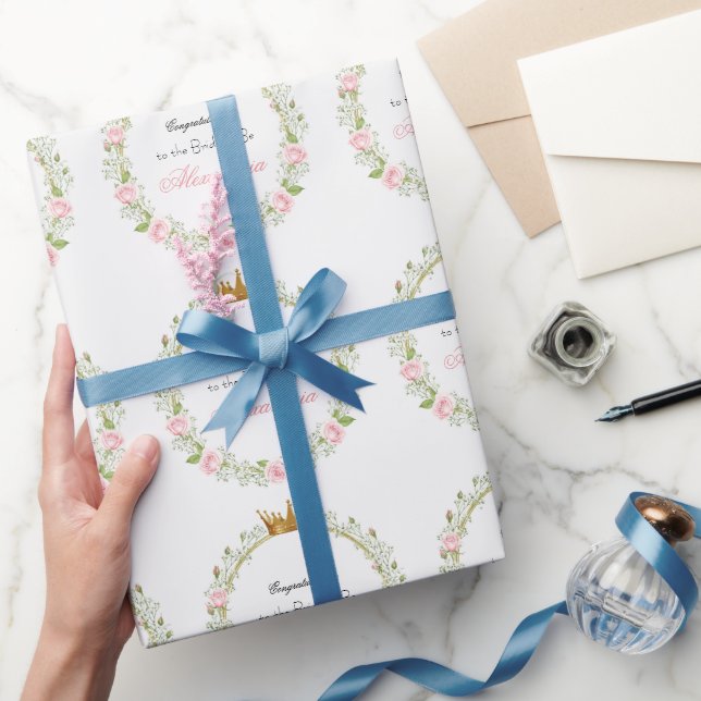 Papel De Regalo Romance Rosado Personalizado: Rosas y Aliento de B (Regalar)