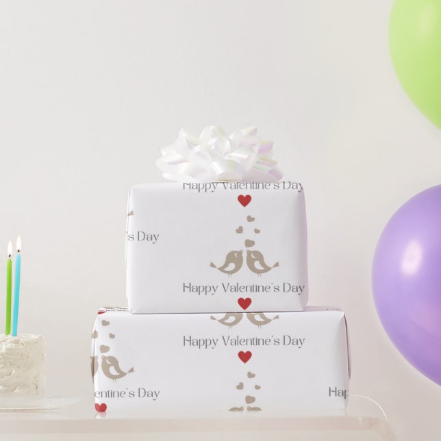 Papel De Regalo Romantic Birds Valentine's Day, Cute Love Gift (Regalos de fiesta)
