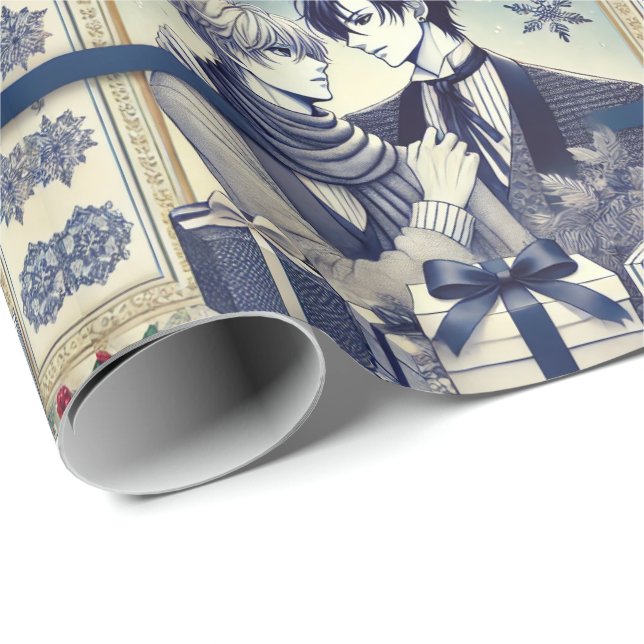 Papel De Regalo Romantic BL Manga Christmas Wrapping Paper (Esquina del rollo)