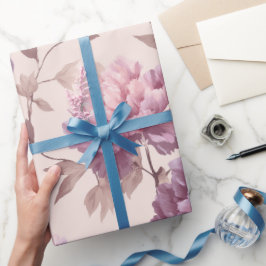 Papel De Regalo Romantic Mauve Peony Cream Floral Pattern
