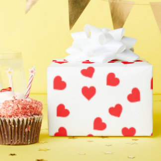 Papel De Regalo Romantic Playful Red Heart Pattern White