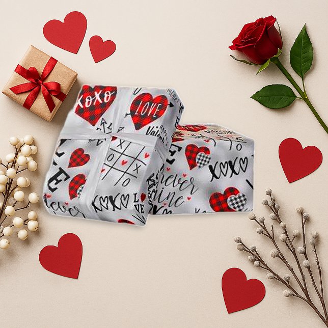 Papel De Regalo Romantic Red Plaid Valentine Design (Subido por el creador)
