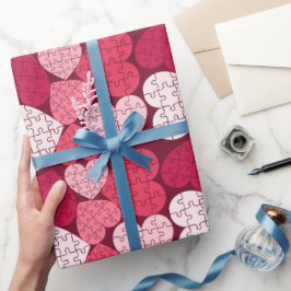 Papel De Regalo Romántica forma de corazón rosado rompecabezas rom