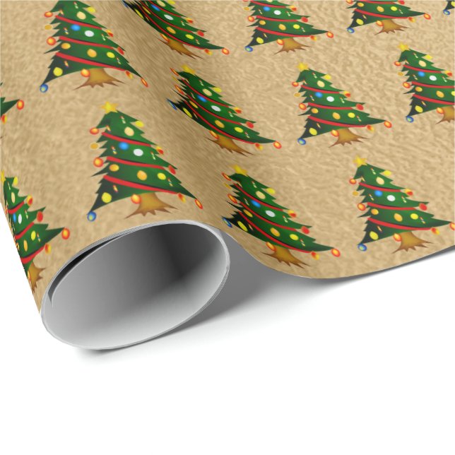 Papel De Regalo Romántico árbol de Navidad (Esquina del rollo)