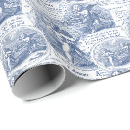 Papel De Regalo Romántico Blue French Toile Cupids en amor
