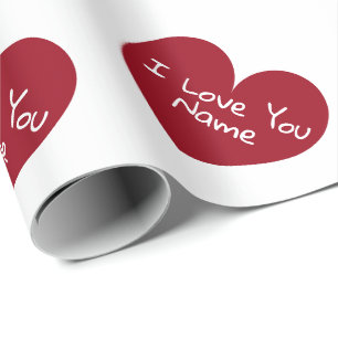 Papel De Regalo Romántico corazón rojo me encanta tu nombre person
