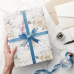 Papel De Regalo Romántico Crema Floral Blanca Boho Bridal Shower<br><div class="desc">Romántico Crema Floral Blanca Boho Bridal Shower</div>