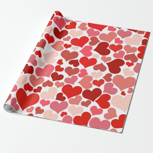 Papel De Regalo Romántico diseño de corazón rosado rojo regalo de  (Desenrollado)