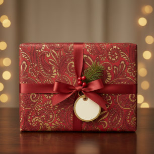 Papel De Regalo Romántico Red Bold Damask Paisley Bold Floral