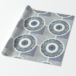 Papel De Regalo Ronda azul blanca floral china