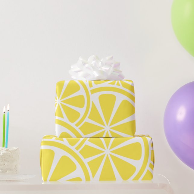 Papel De Regalo Rondajas de limón amarillo grande patrón moderno (Regalos de fiesta)