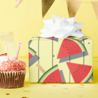 Papel De Regalo Rondajas de sandía de verano, rojas y verdes