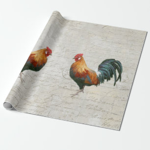 Papel De Regalo Rooster Watercolor Marble Script Vintage Decoraci