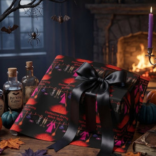 Papel De Regalo Ropa de bruja caprichosa en tendedero Arte gráfico