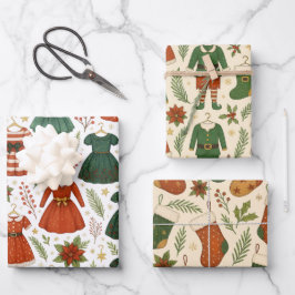 Papel de Regalo Ropa de Navidad
