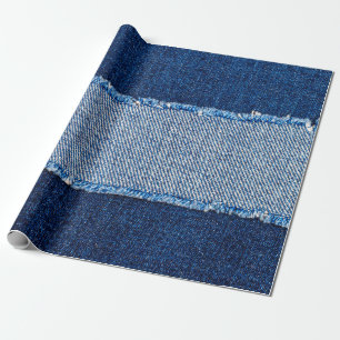 Papel De Regalo Ropa de tela vaquera azul de denim destrozada en b