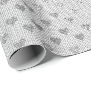 Papel De Regalo Ropa Monocromática De Gris Plateado Confetti