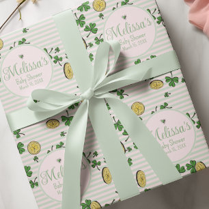 Papel De Regalo Ropa rosa y verde y dorada Ducha irlandesa