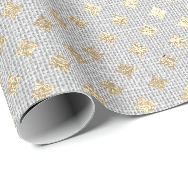 Papel De Regalo Ropa VIP Gris grisácea Diamond Cut Foxier Gold (Esquina del rollo)