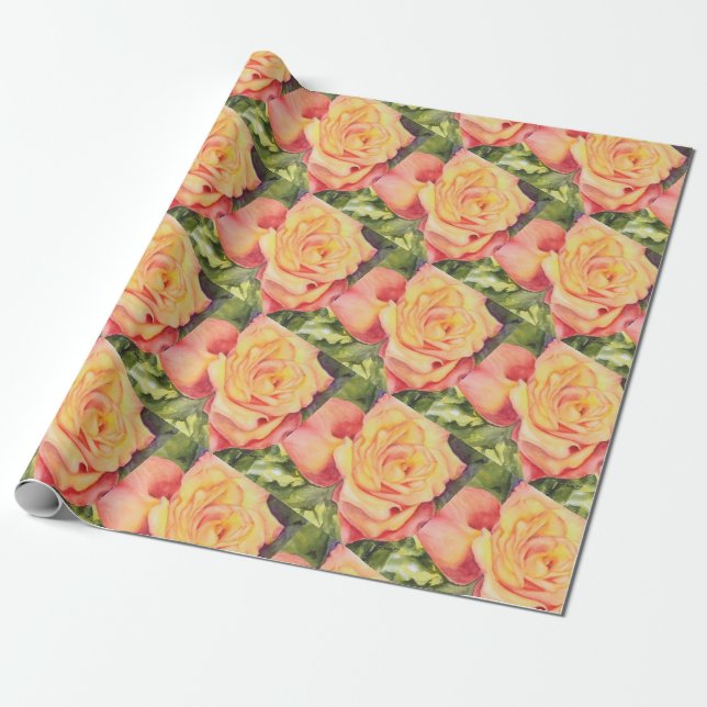 Papel De Regalo Rosa Amarilla (Desenrollado)
