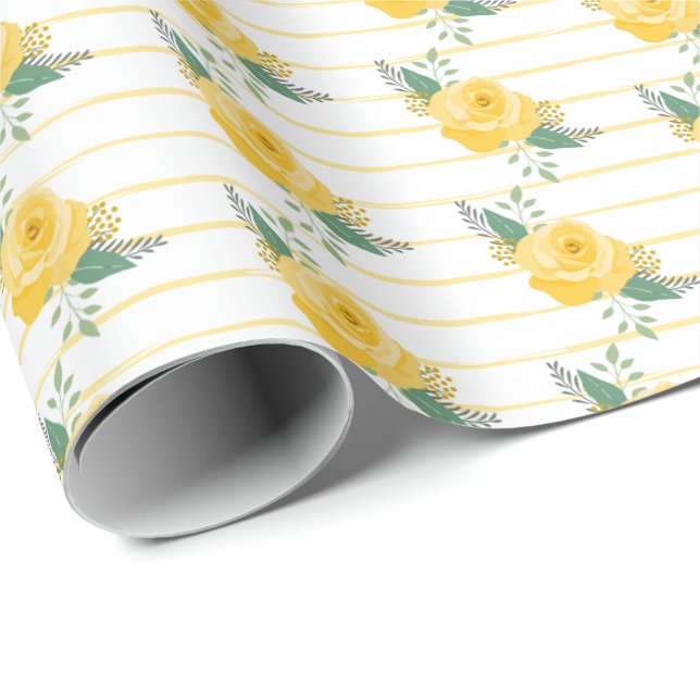 Papel De Regalo Rosa amarilla de Texas - Rosa único (Esquina del rollo)