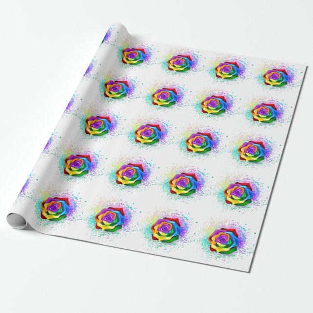 Papel De Regalo Rosa Arcoíris Colorida (Desenrollado)