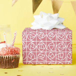 Papel De Regalo Rosa Art Decó Cuadrados estilizados de color rosa