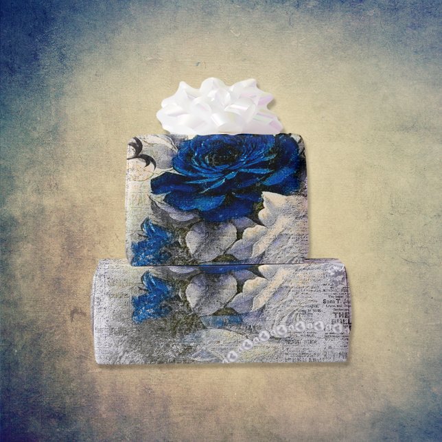 Papel De Regalo Rosa azul oscuro victoriano Ephemera (Subido por el creador)
