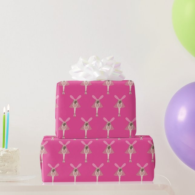 Papel de regalo rosa Bailarina Hada illusima (Regalos de fiesta)
