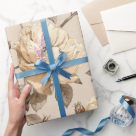Papel De Regalo Rosa beige crema patrón floral romántico
