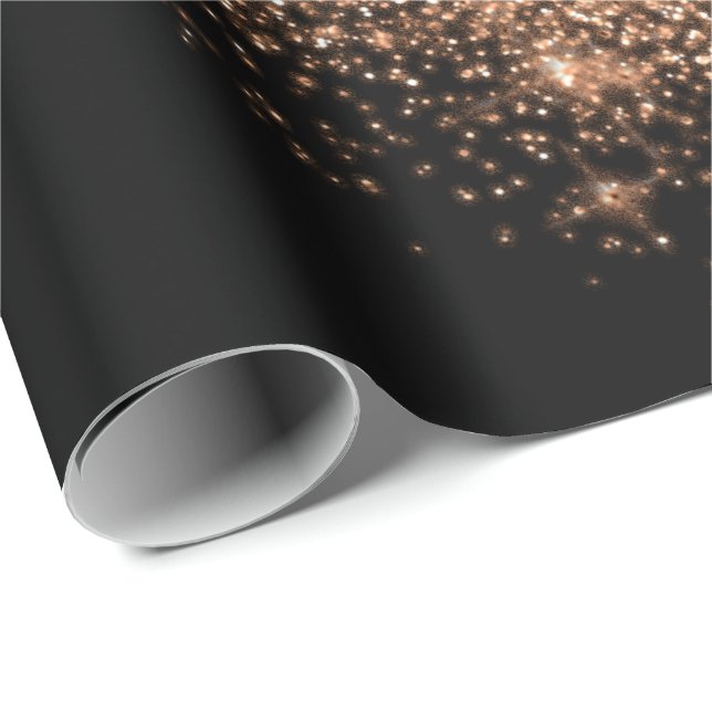 Papel De Regalo Rosa Black Makeup Confetti Purpurina Beauty Copper (Esquina del rollo)