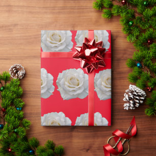 Papel De Regalo Rosa blanca floral