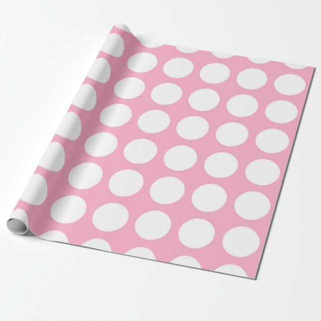 Papel De Regalo Rosa blanco de los lunares (Desenrollado)