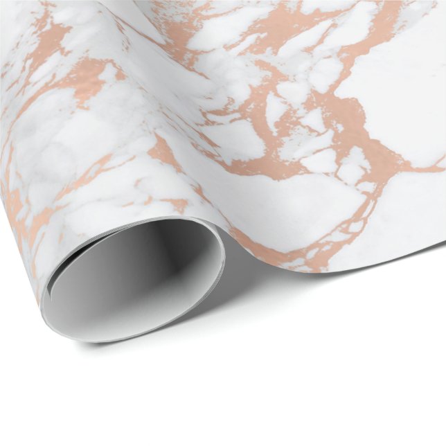 Papel De Regalo Rosa blanco gris rosado oro Rubor mármol de Carrar (Esquina del rollo)