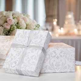 Papel De Regalo Rosa boda White Damask Simple Elegance