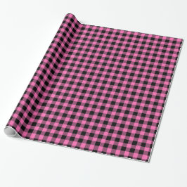 Papel De Regalo Rosa Caliente #2, Tartán de Cuadros de Búfalo Negr