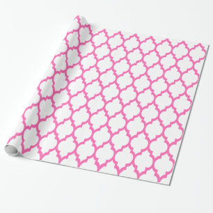 Papel De Regalo Rosa Caliente Blanco Marroquí #4