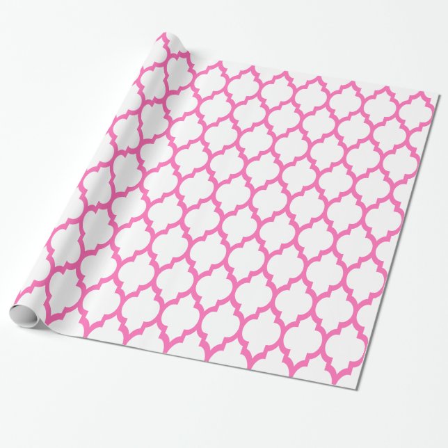 Papel De Regalo Rosa Caliente Blanco Marroquí #4 (Desenrollado)